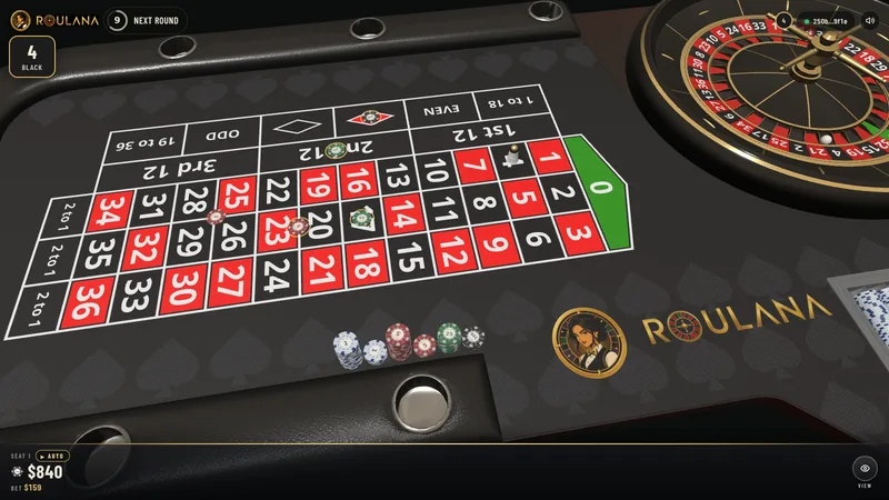 The ball resting in a pocket of the wheel